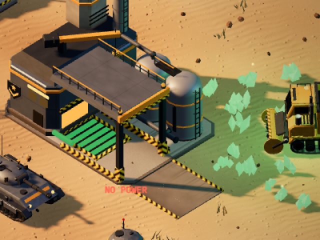 A yellow Harvester working a crystal field next to the Refinery.