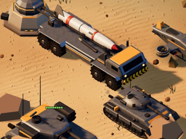 A V3 Rocket Launcher truck carrying one large missile.