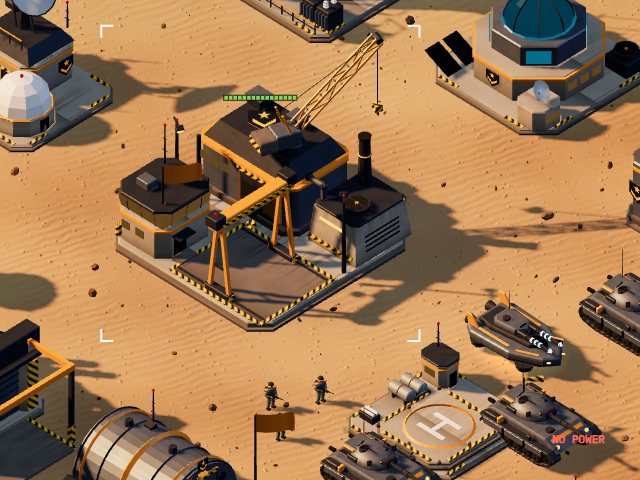 A Construction Yard with its gantry crane, ringed by hazard markings.